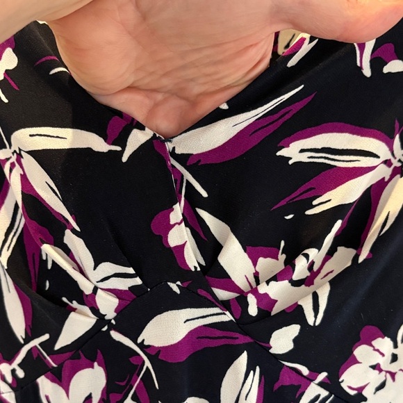 Chaps Floral Navy, Fuchsia and White Floral Dress Size Large - Picture 3 of 5